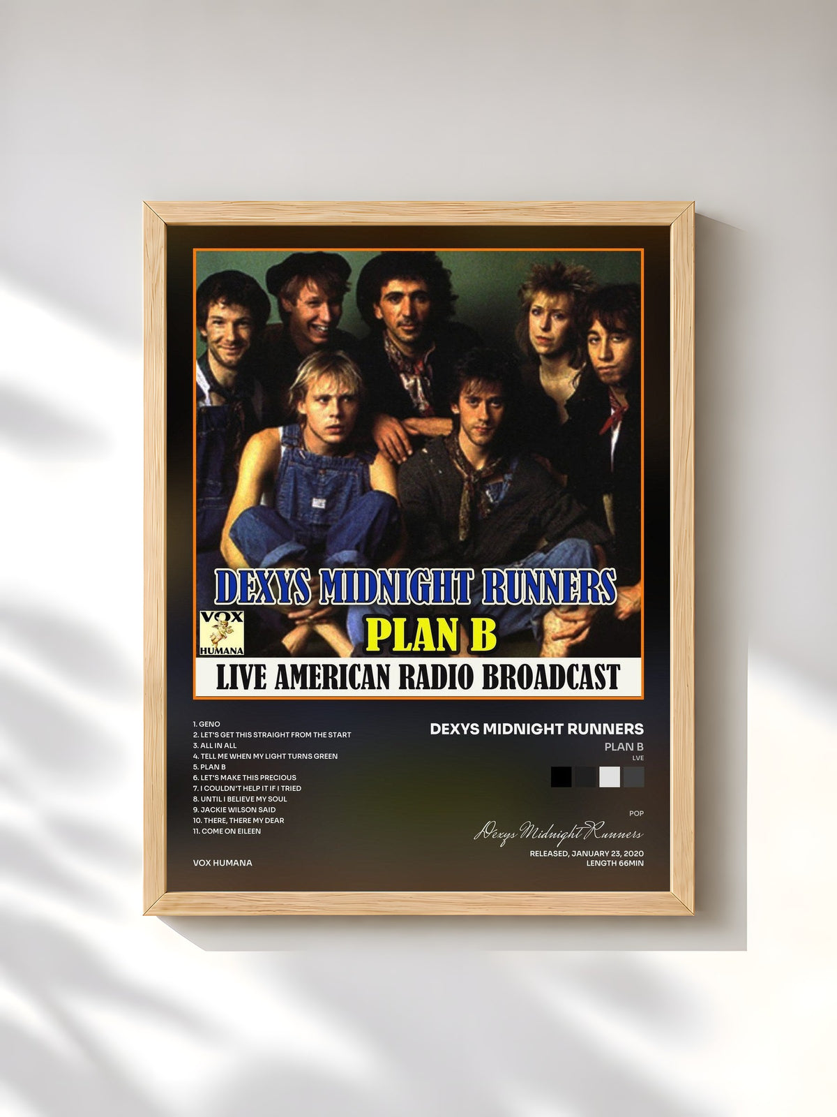 #bois Tableau de l'album Plan B (Lve) de Dexys Midnight Runners, cadre en bois brut, imprimé et encadré en France