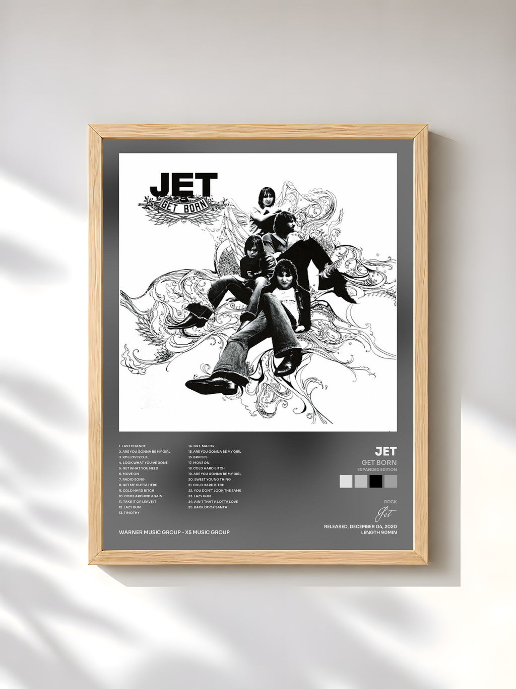 #bois Tableau de l'album Get Born (Expanded Edition) de Jet, cadre en bois brut, imprimé et encadré en France