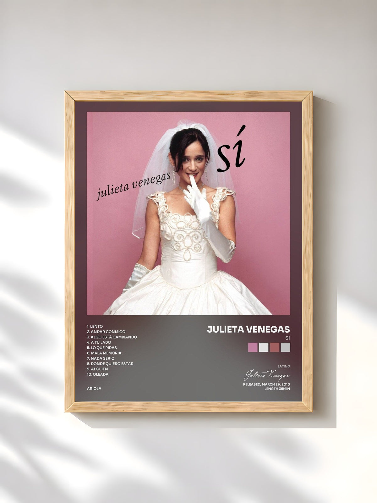 #bois Tableau de l'album Si de Julieta Venegas, cadre en bois brut, imprimé et encadré en France