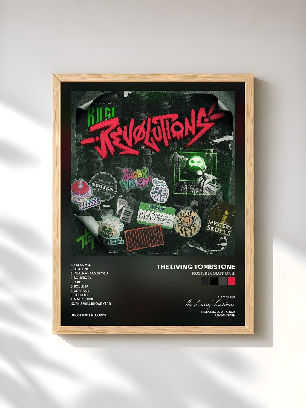 #bois Tableau de l'album Rust: Revolutions! de The Living Tombstone, cadre en bois brut, imprimé et encadré en France