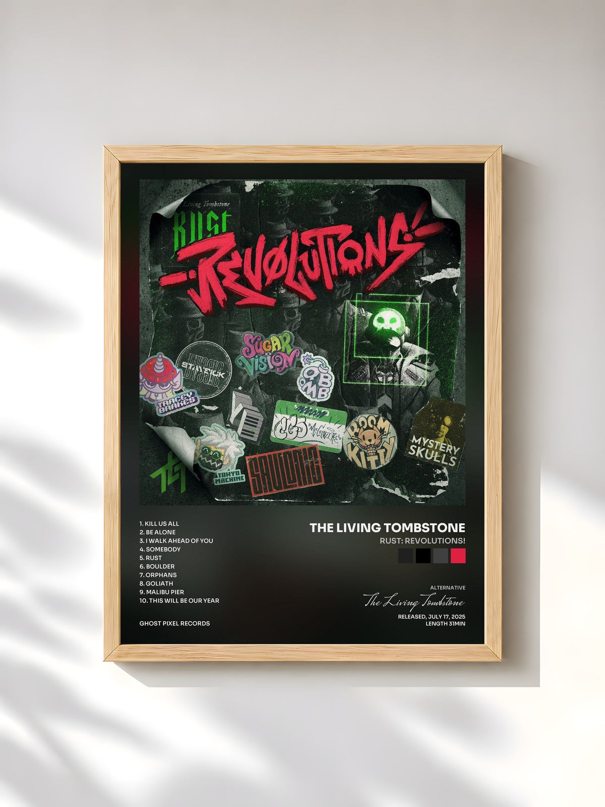 #bois Tableau de l'album Rust: Revolutions! de The Living Tombstone, cadre en bois brut, imprimé et encadré en France