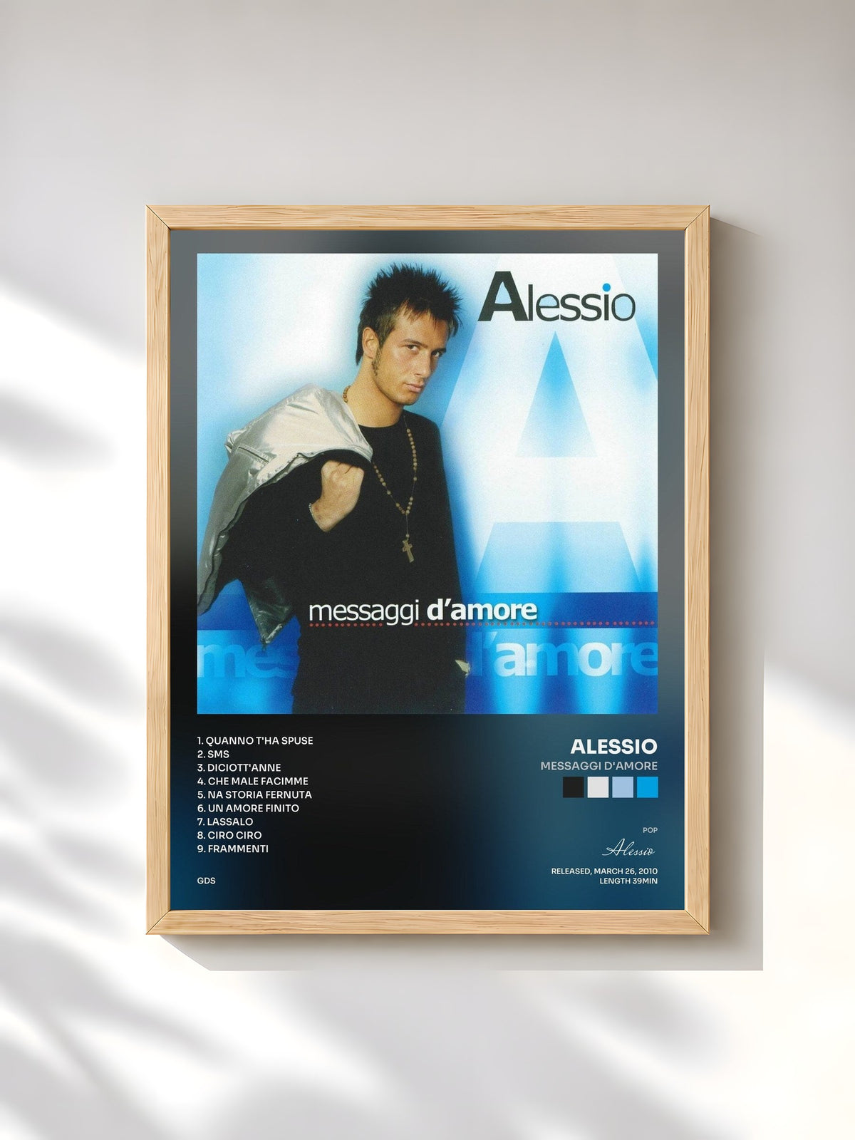#bois Tableau de l'album Messaggi d'amore de Alessio, cadre en bois brut, imprimé et encadré en France