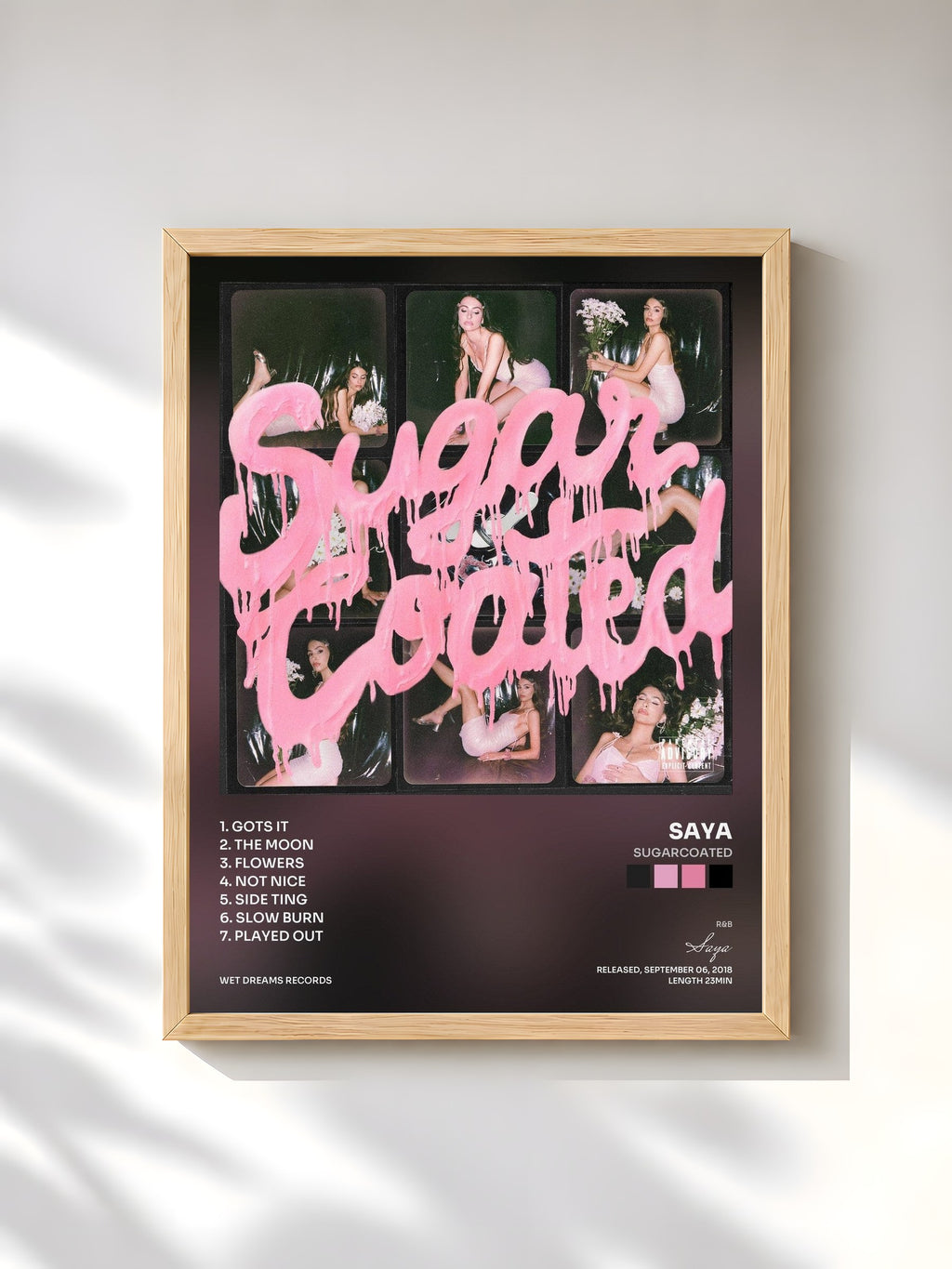 #bois Tableau de l'album Sugarcoated de Saya, cadre en bois brut, imprimé et encadré en France