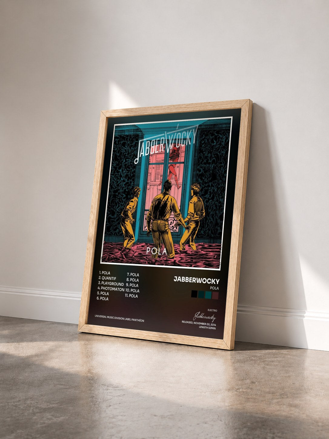#bois Tableau de l'album Pola de Jabberwocky vu de trois quarts, cadre en bois brut