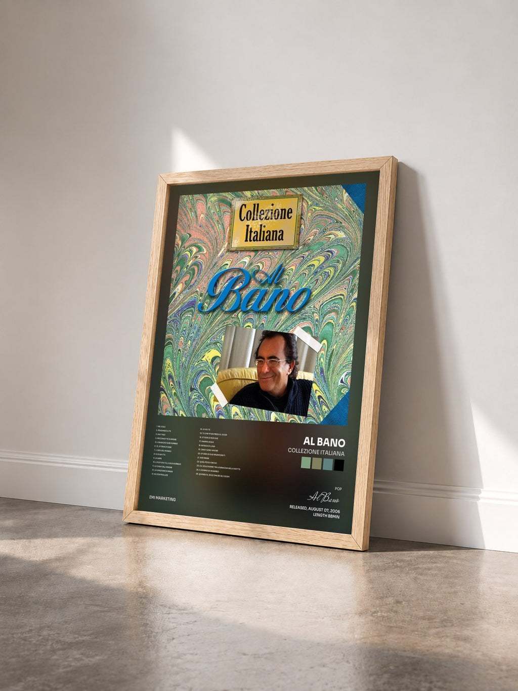 #bois Tableau de l'album Collezione Italiana de Al Bano vu de trois quarts, cadre en bois brut