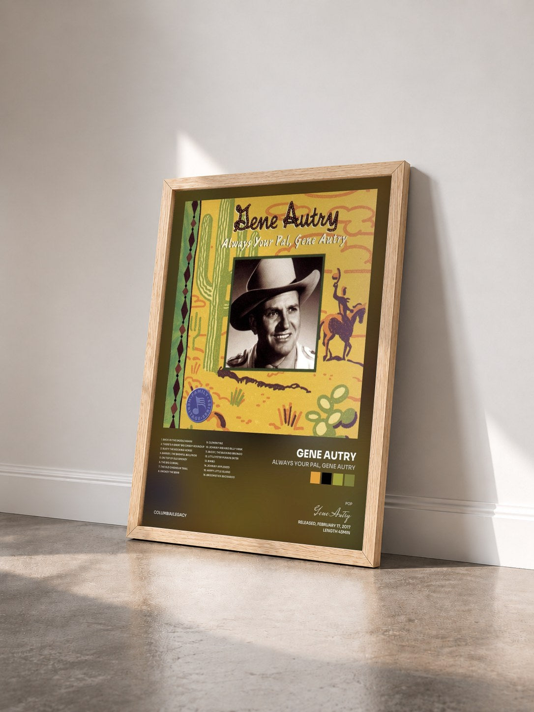 #bois Tableau de l'album Always Your Pal, Gene Autry de Gene Autry vu de trois quarts, cadre en bois brut