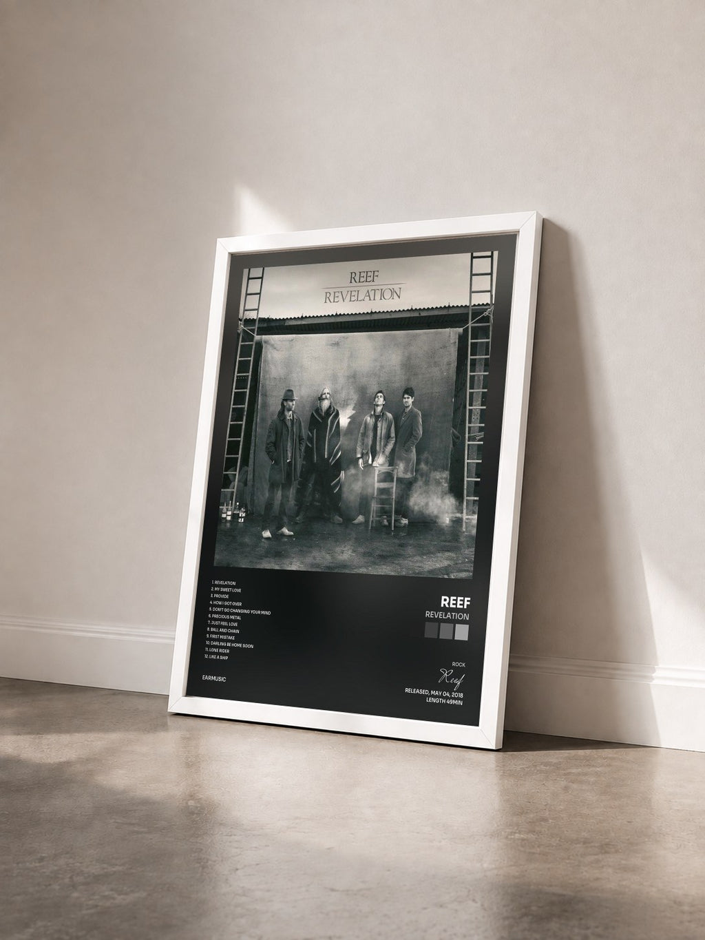 #blanc Tableau de l'album Revelation de Reef vu de trois quarts, cadre blanc