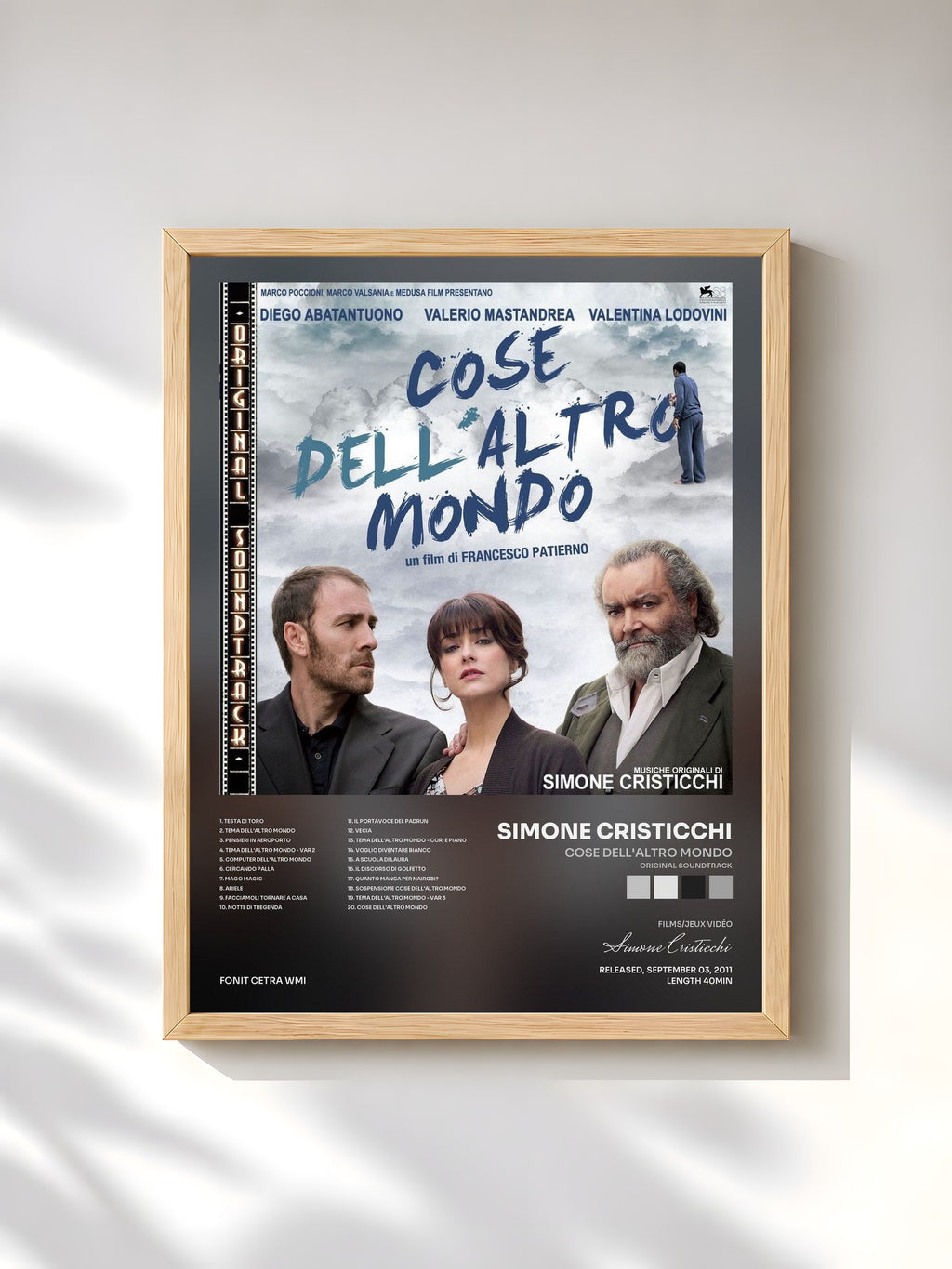#bois Tableau de l'album Cose dell'altro mondo (Original Soundtrack) de Simone Cristicchi, cadre en bois brut, imprimé et encadré en France