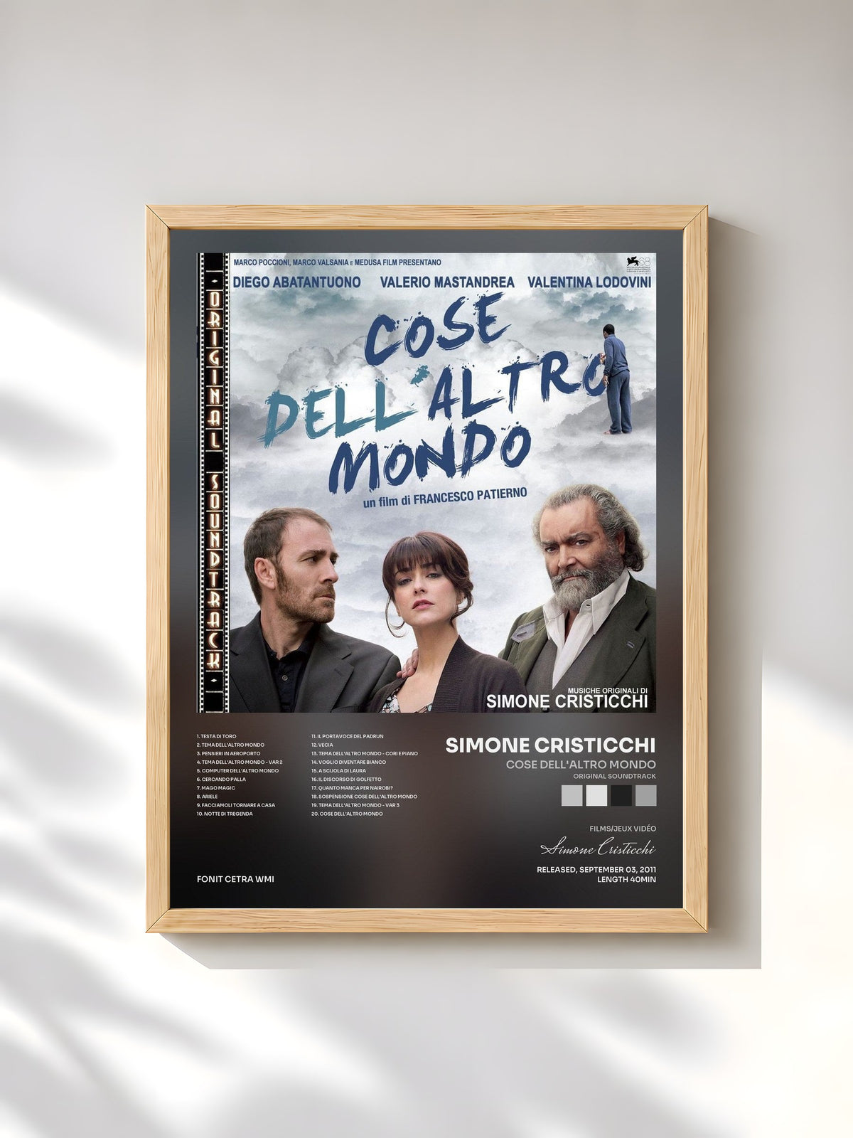 #bois Tableau de l'album Cose dell'altro mondo (Original Soundtrack) de Simone Cristicchi, cadre en bois brut, imprimé et encadré en France