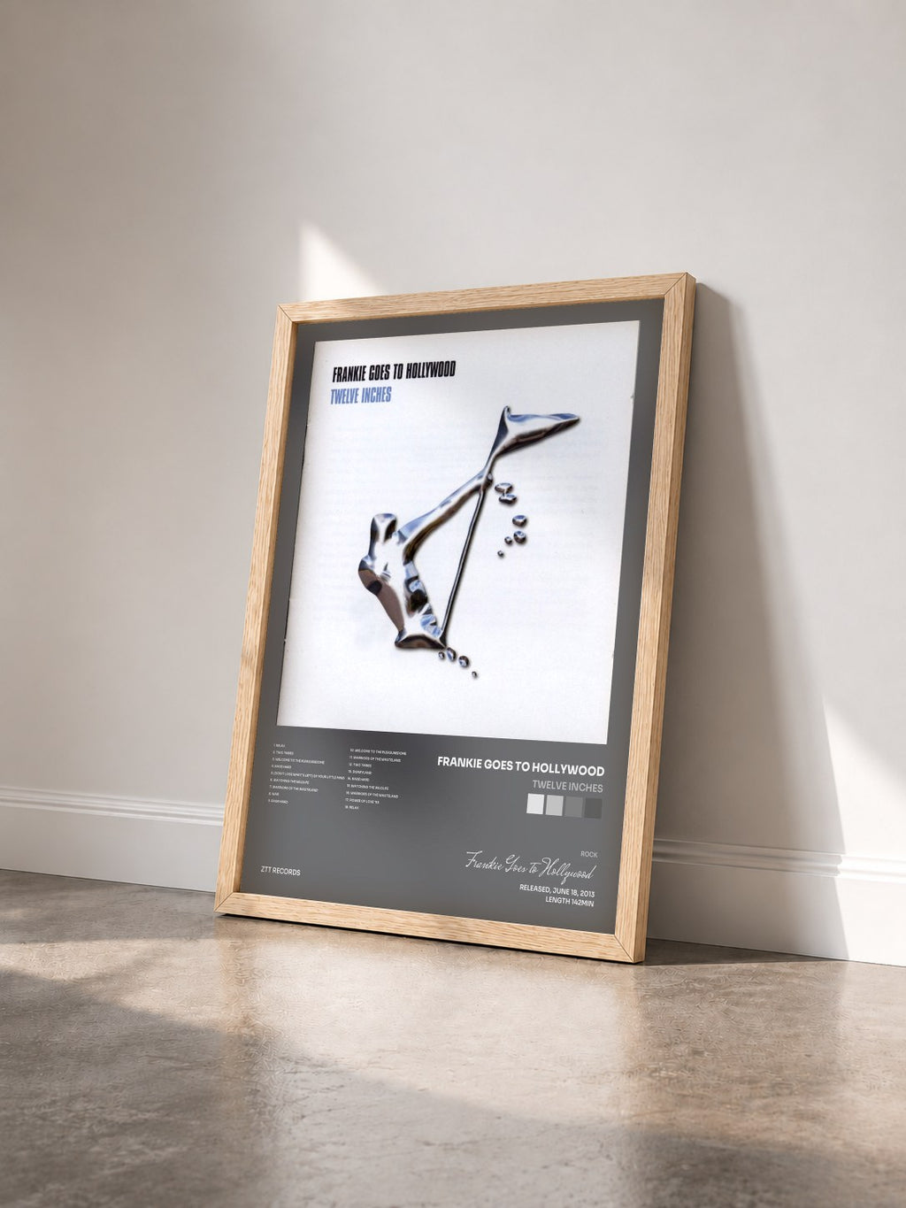 #bois Tableau de l'album Twelve Inches de Frankie Goes to Hollywood vu de trois quarts, cadre en bois brut