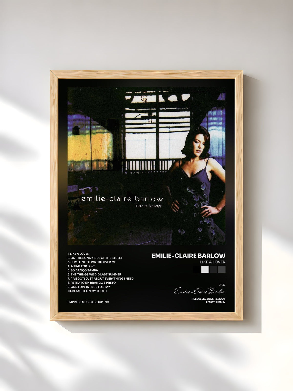 #bois Tableau de l'album Like a Lover de Emilie-Claire Barlow, cadre en bois brut, imprimé et encadré en France