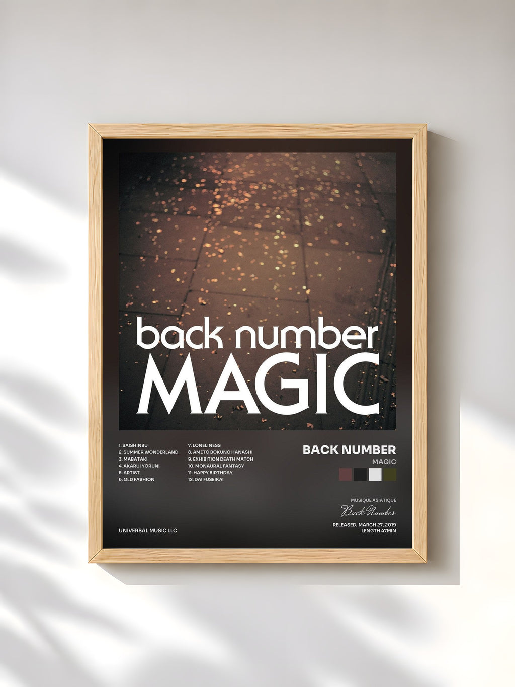 #bois Tableau de l'album Magic de Back Number, cadre en bois brut, imprimé et encadré en France