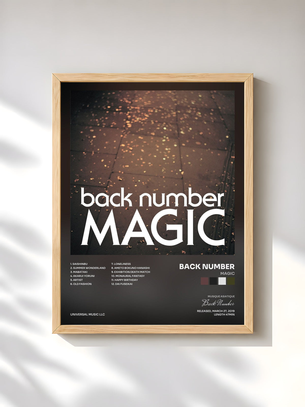 #bois Tableau de l'album Magic de Back Number, cadre en bois brut, imprimé et encadré en France