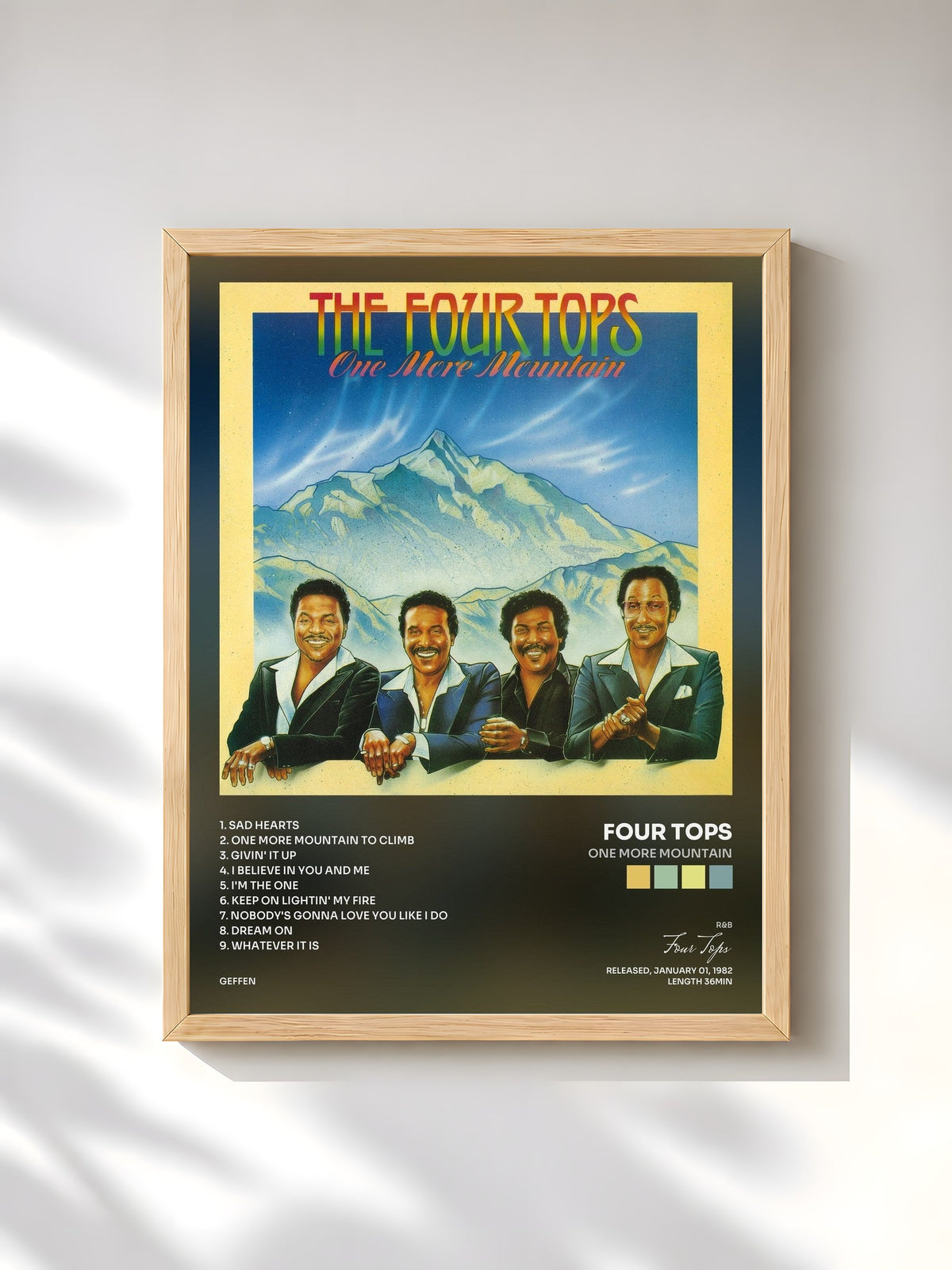 #bois Tableau de l'album One More Mountain de Four Tops, cadre en bois brut, imprimé et encadré en France