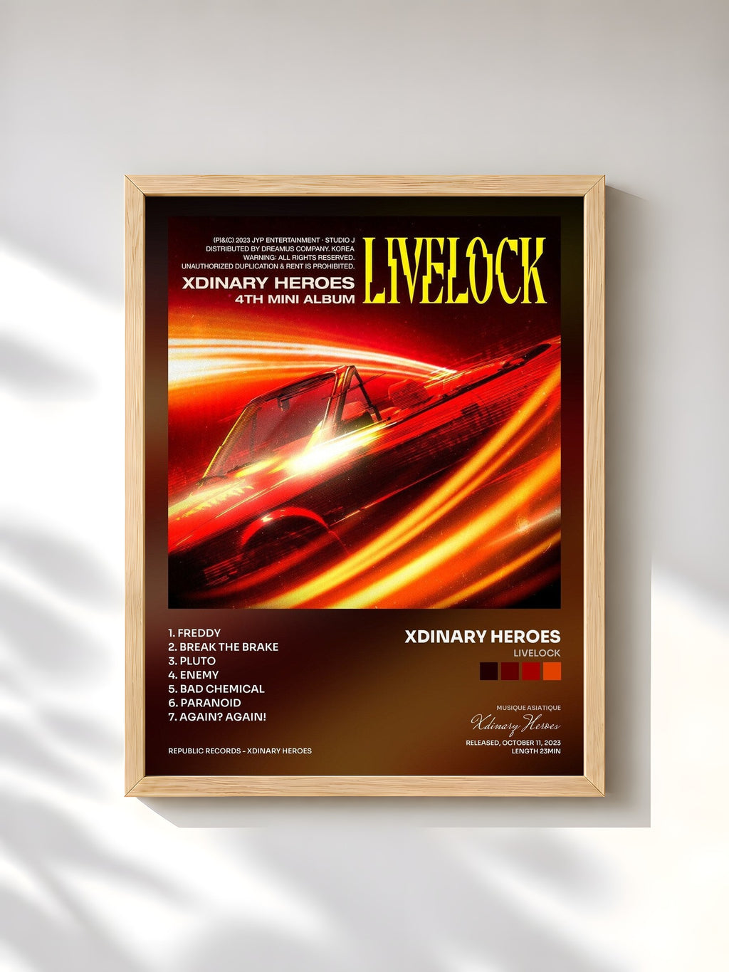 #bois Tableau de l'album Livelock de Xdinary Heroes, cadre en bois brut, imprimé et encadré en France