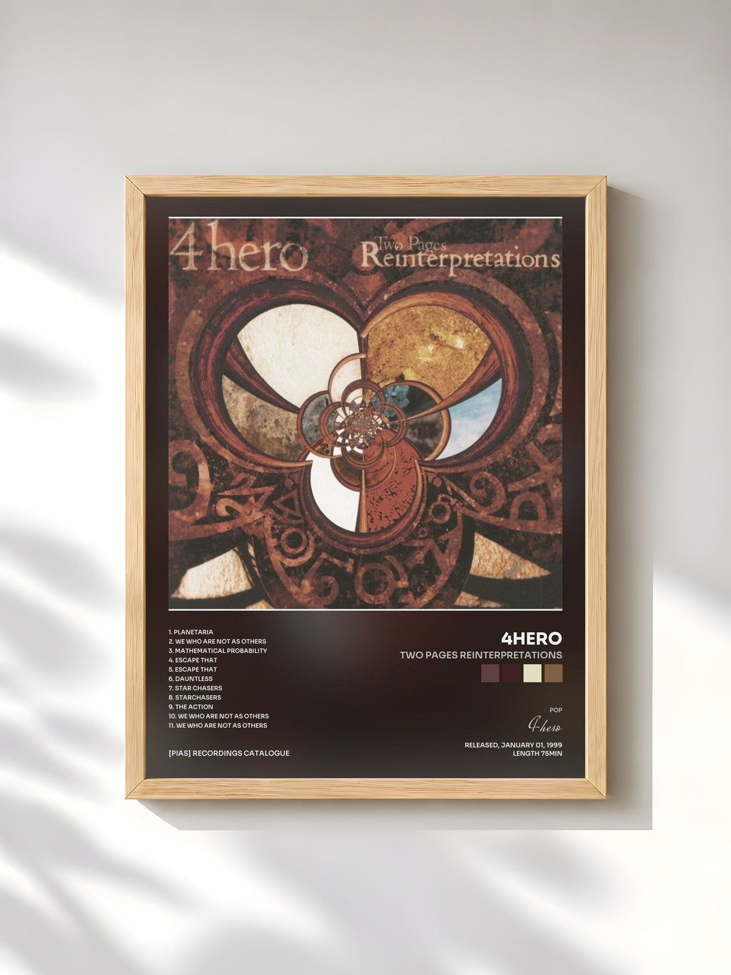#bois Tableau de l'album Two Pages Reinterpretations de 4hero, cadre en bois brut, imprimé et encadré en France