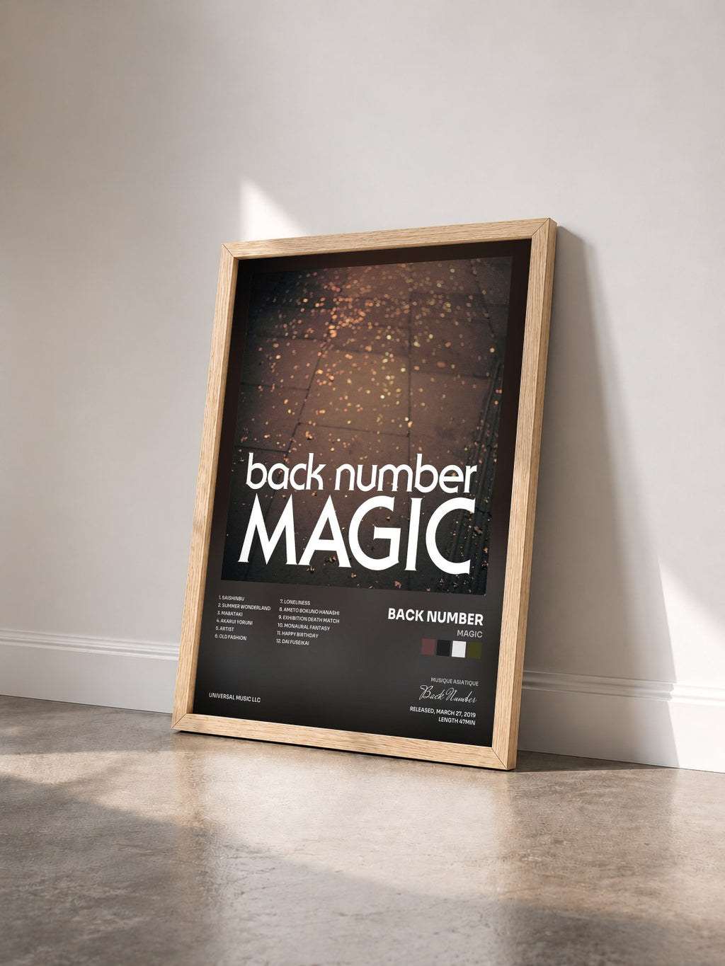#bois Tableau de l'album Magic de Back Number vu de trois quarts, cadre en bois brut