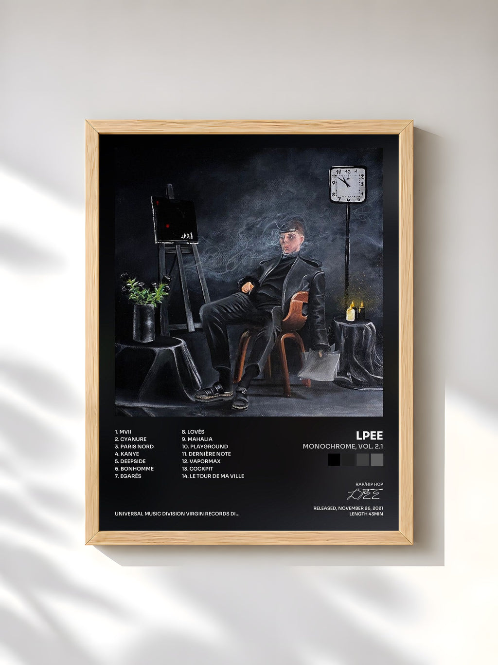 #bois Tableau de l'album Monochrome, Vol. 2.1 de LPEE, cadre en bois brut, imprimé et encadré en France