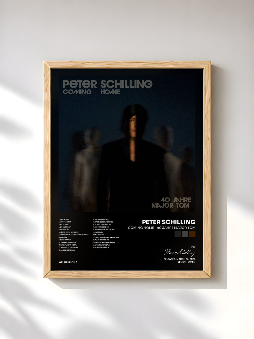 #bois Tableau de l'album Coming Home - 40 Jahre Major Tom de Peter Schilling, cadre en bois brut, imprimé et encadré en France