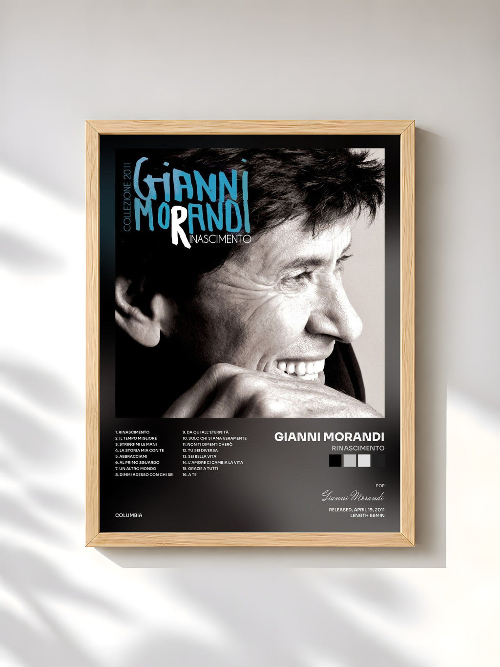 #bois Tableau de l'album Rinascimento de Gianni Morandi, cadre en bois brut, imprimé et encadré en France