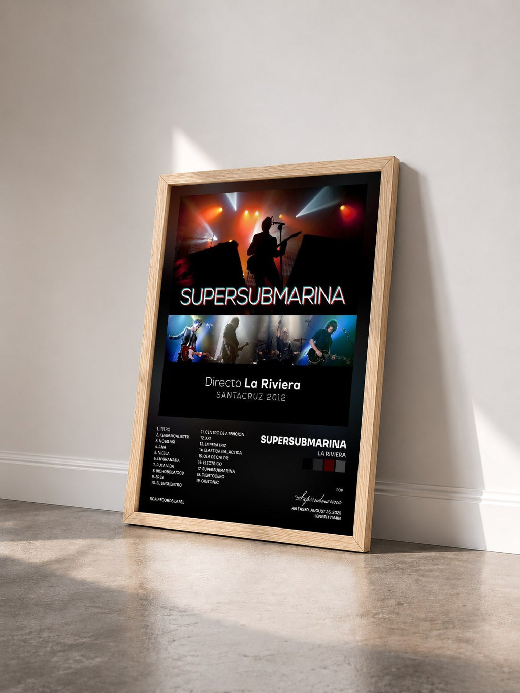 #bois Tableau de l'album La Riviera de Supersubmarina vu de trois quarts, cadre en bois brut