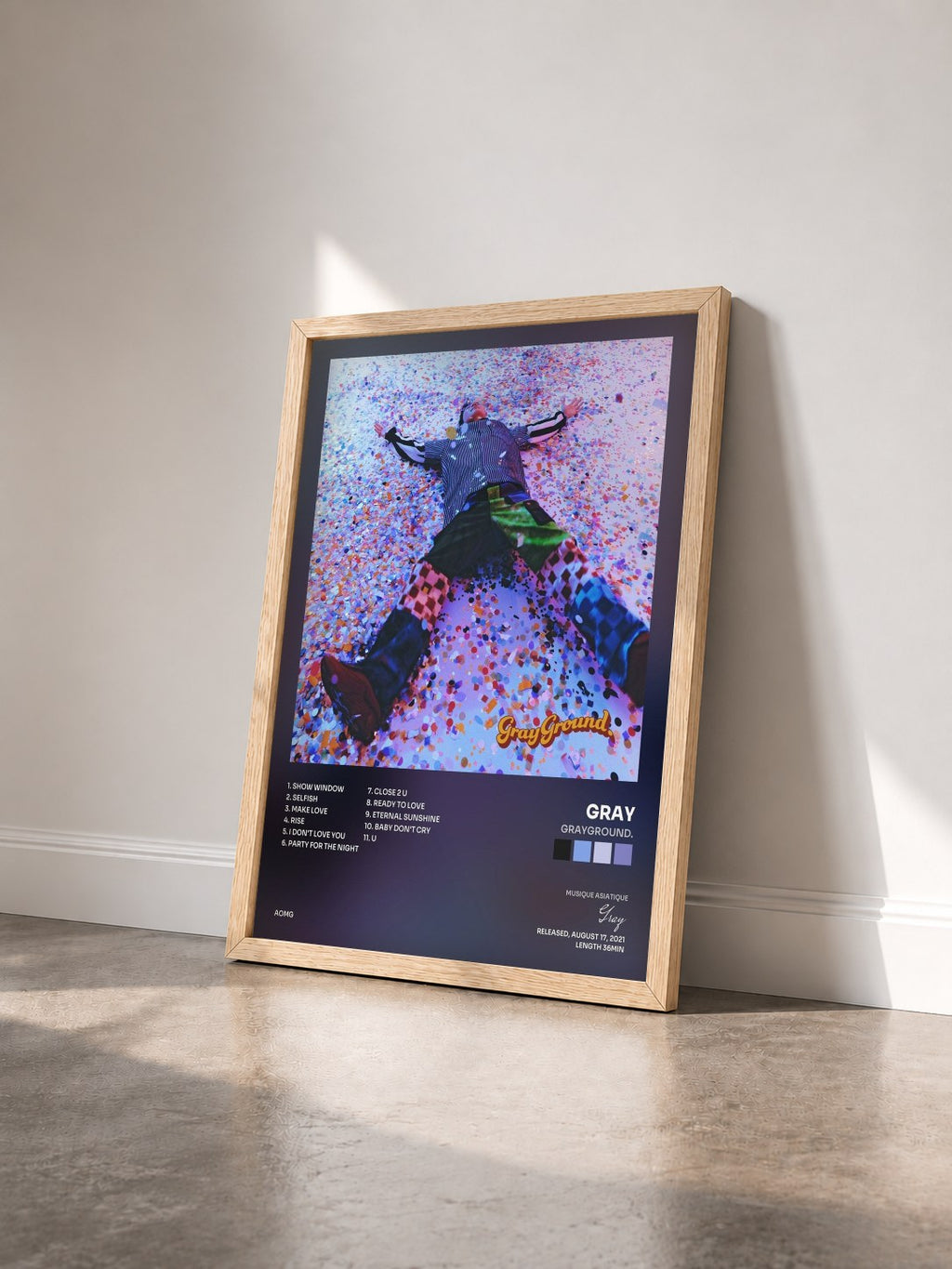 #bois Tableau de l'album grayground. de Gray vu de trois quarts, cadre en bois brut
