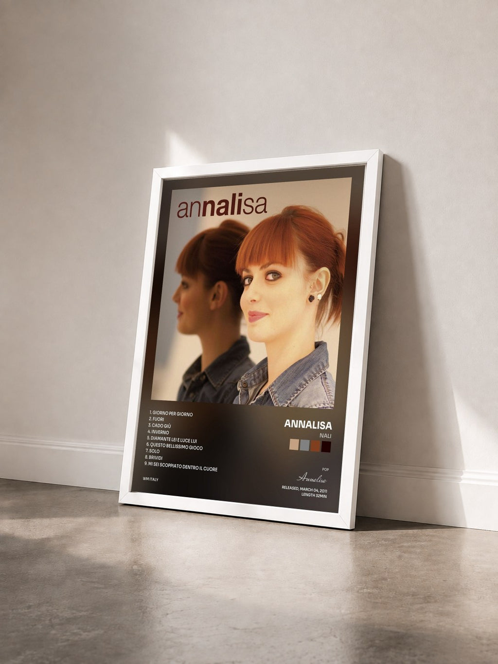 #blanc Tableau de l'album Nali de Annalisa vu de trois quarts, cadre blanc