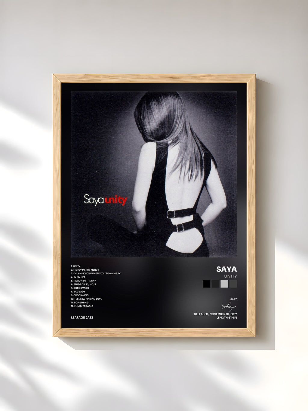 #bois Tableau de l'album Unity de Saya, cadre en bois brut, imprimé et encadré en France