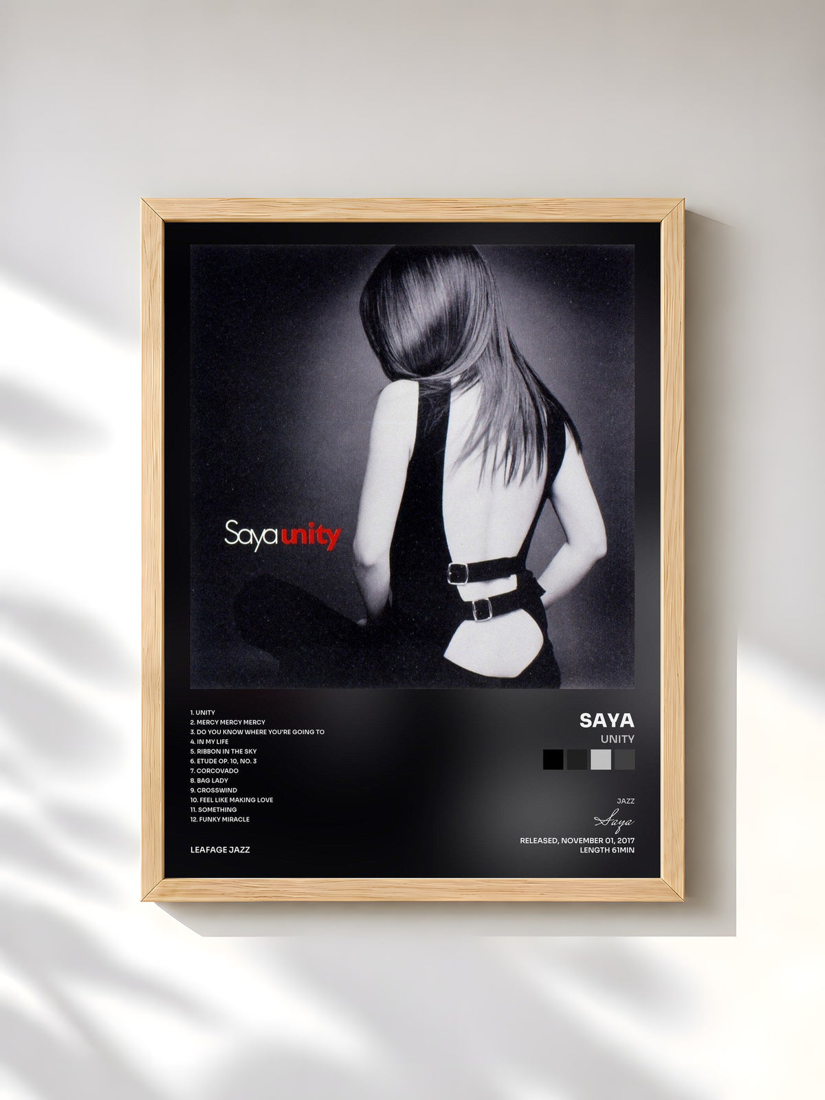 #bois Tableau de l'album Unity de Saya, cadre en bois brut, imprimé et encadré en France
