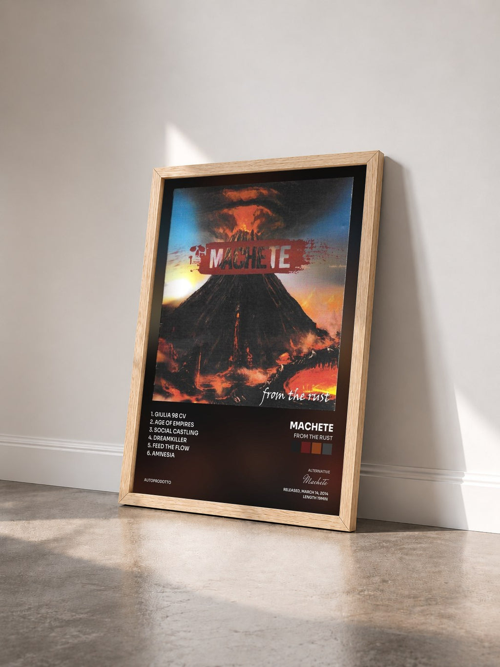 #bois Tableau de l'album From the rust de Machete vu de trois quarts, cadre en bois brut