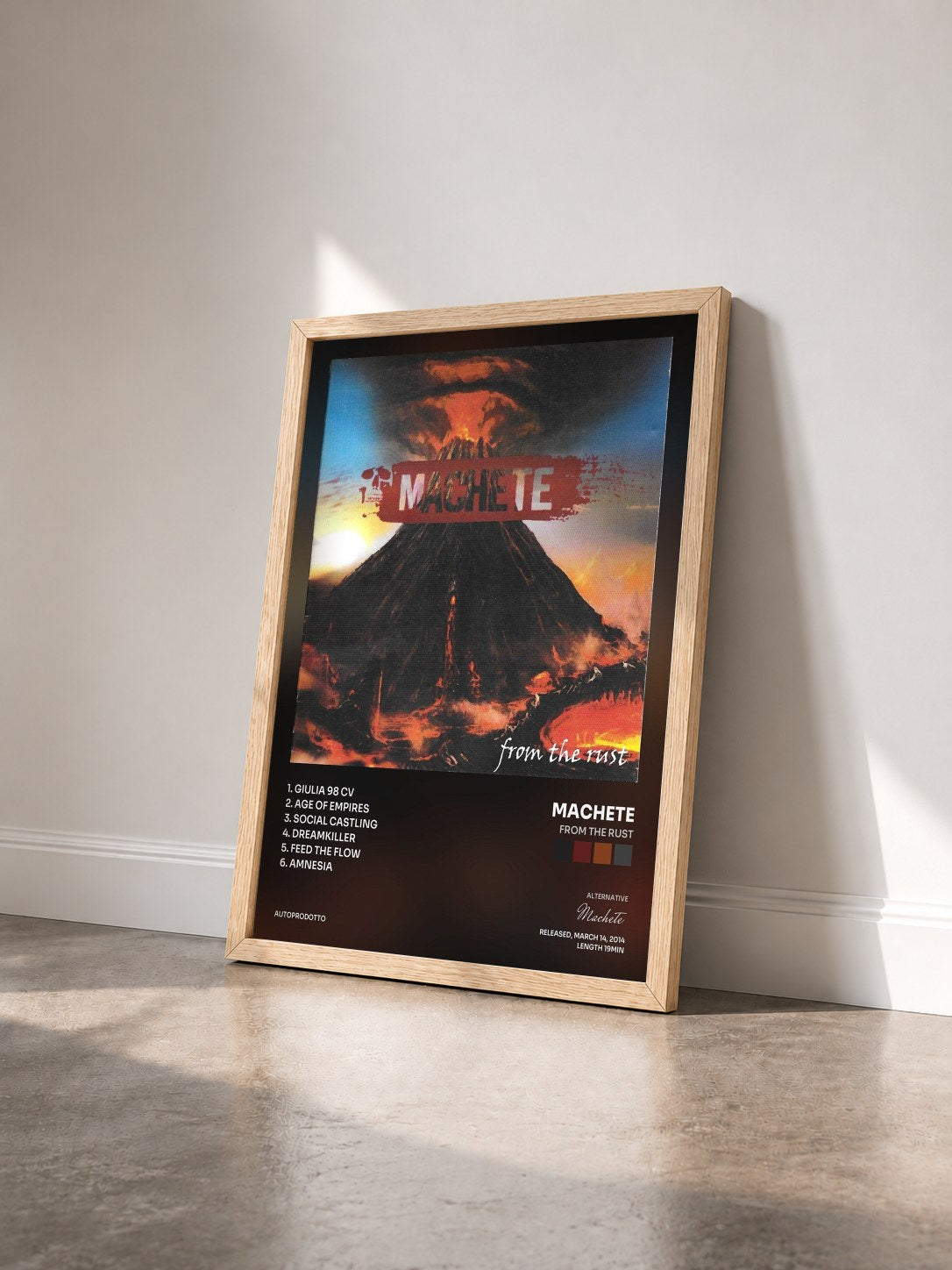 #bois Tableau de l'album From the rust de Machete vu de trois quarts, cadre en bois brut
