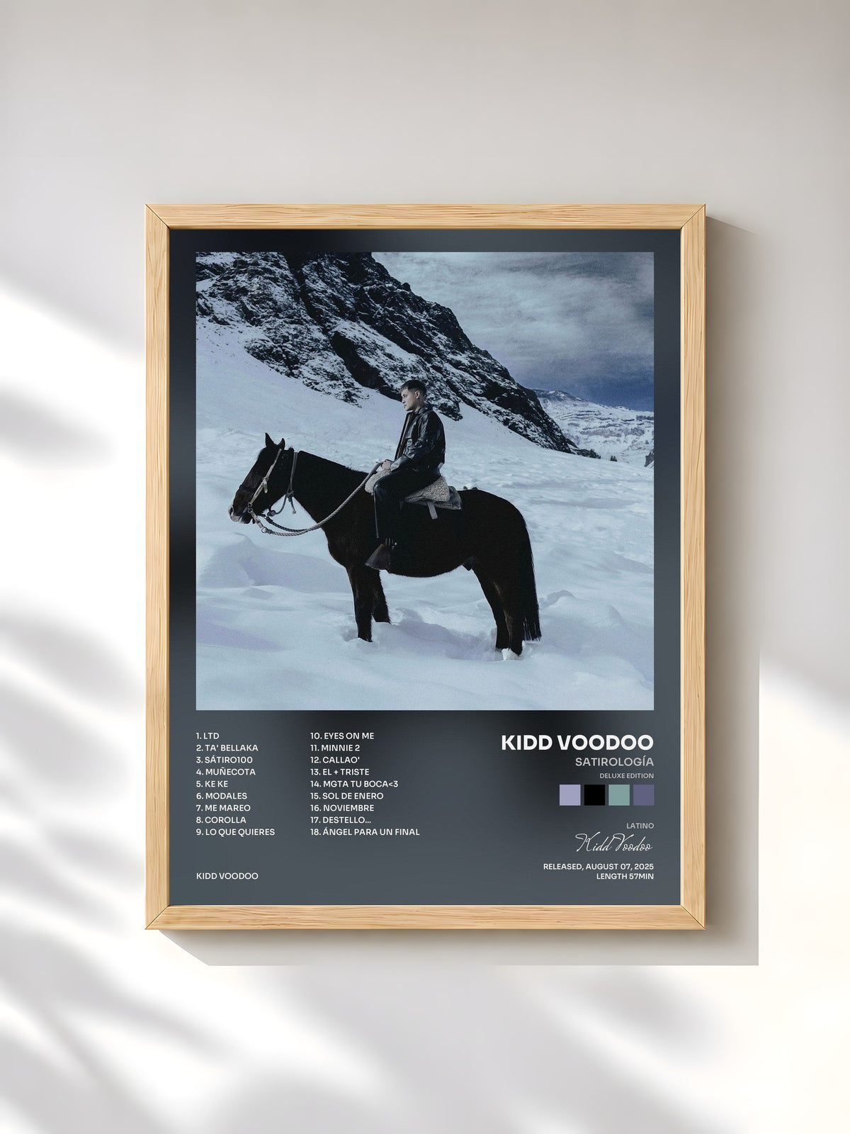 #bois Tableau de l'album SATIROLOGÍA (DELUXE EDITION) de Kidd Voodoo, cadre en bois brut, imprimé et encadré en France