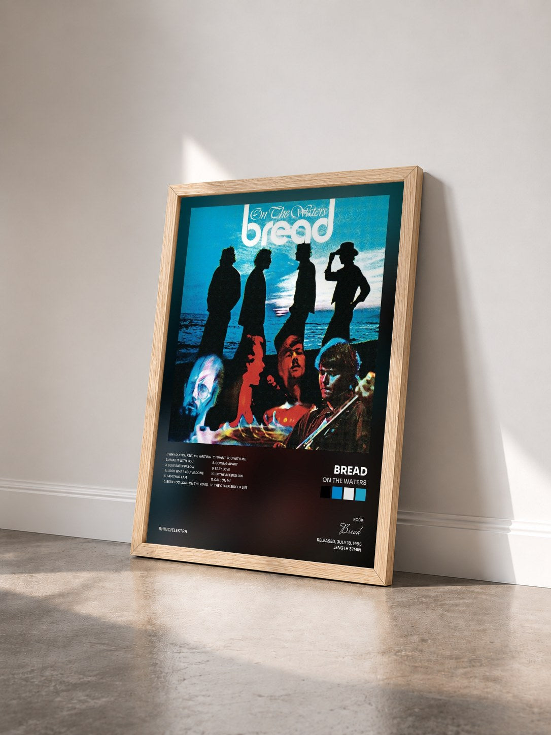 #bois Tableau de l'album On the Waters de Bread vu de trois quarts, cadre en bois brut