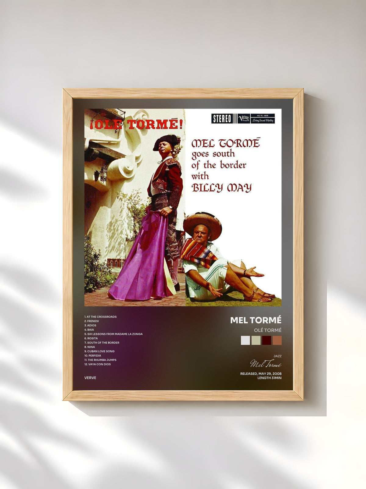 #bois Tableau de l'album Olé Tormé de Mel Tormé, cadre en bois brut, imprimé et encadré en France