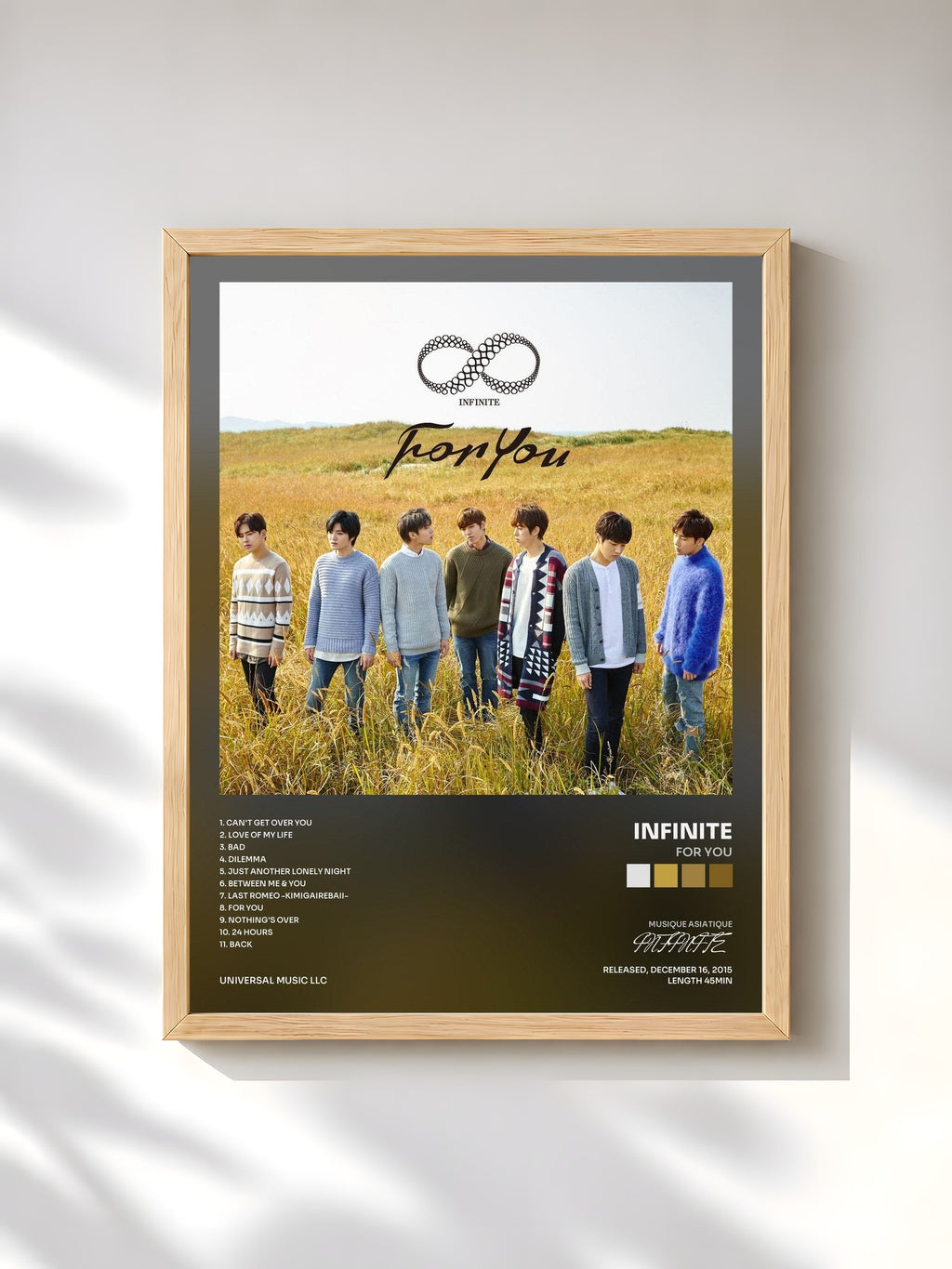 #bois Tableau de l'album For You de INFINITE, cadre en bois brut, imprimé et encadré en France