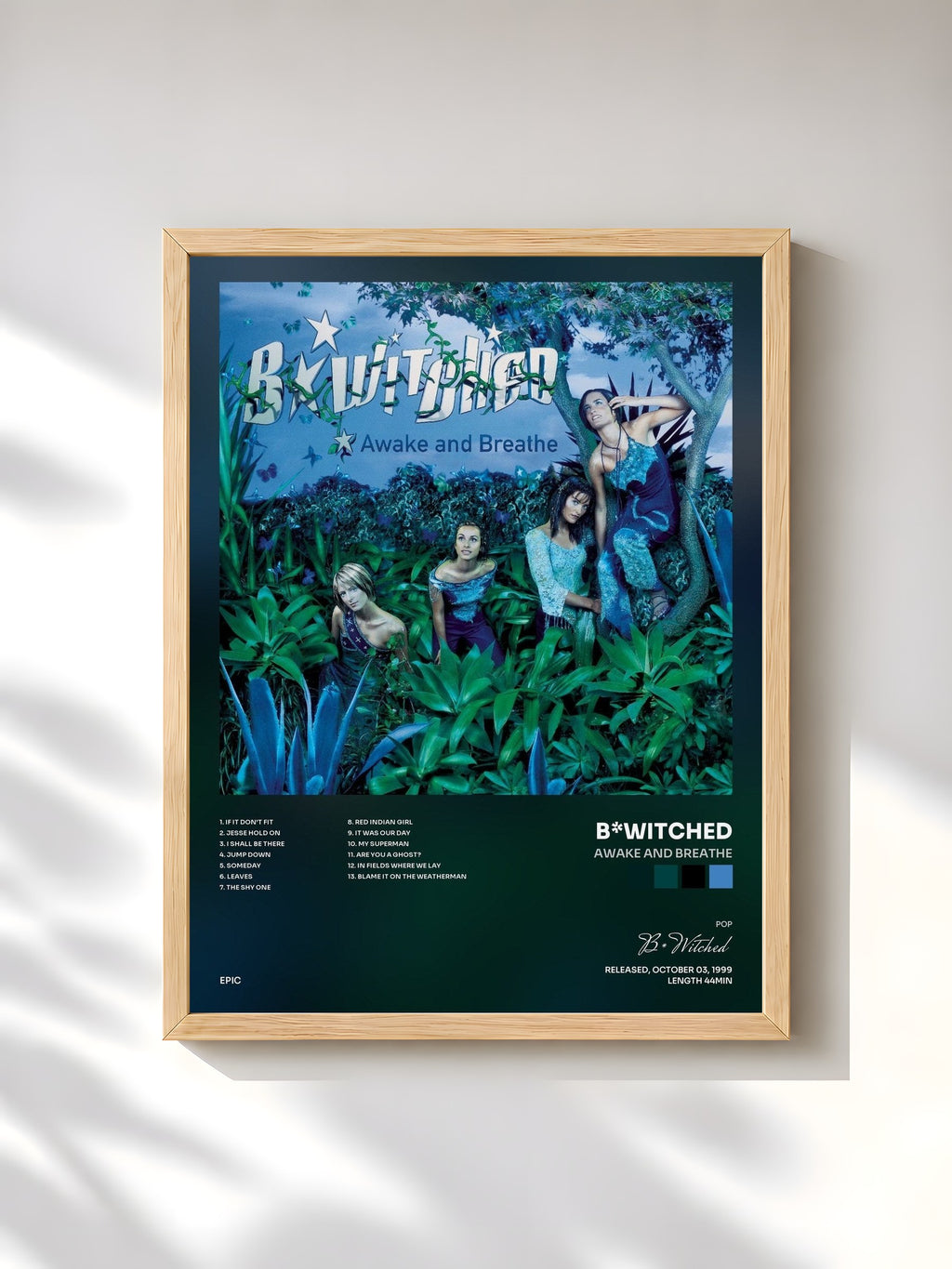 #bois Tableau de l'album Awake and Breathe de B*Witched, cadre en bois brut, imprimé et encadré en France