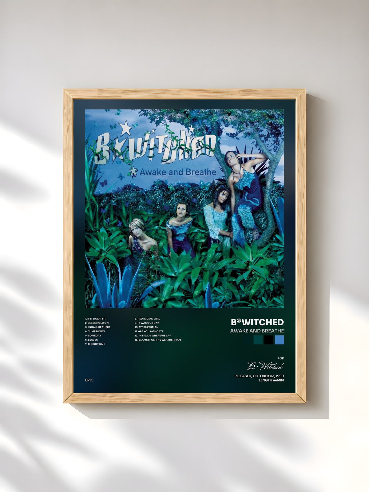 #bois Tableau de l'album Awake and Breathe de B*Witched, cadre en bois brut, imprimé et encadré en France