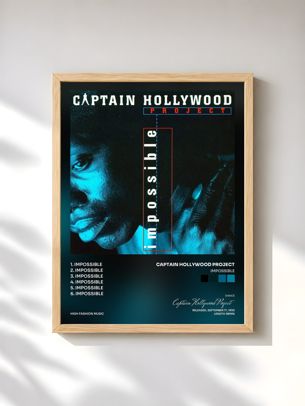 #bois Tableau de l'album Impossible de Captain Hollywood Project, cadre en bois brut, imprimé et encadré en France