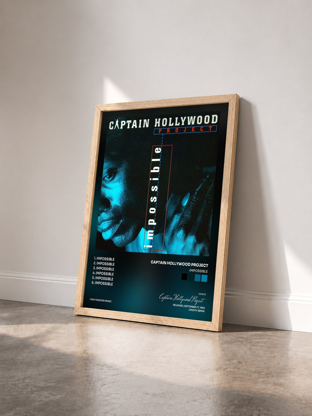 #bois Tableau de l'album Impossible de Captain Hollywood Project vu de trois quarts, cadre en bois brut