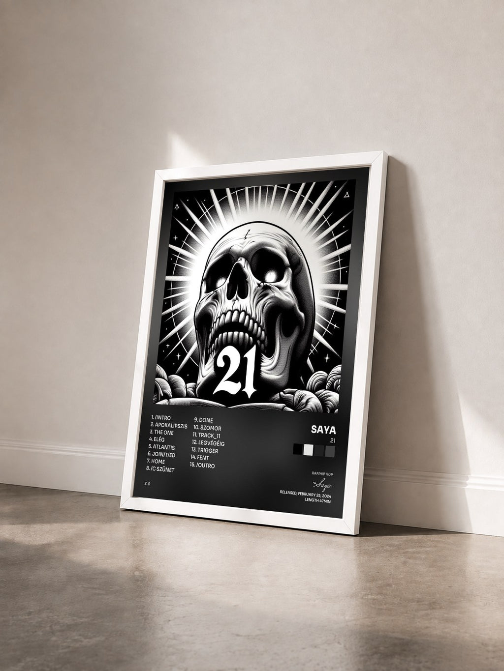 #blanc Tableau de l'album 21 de Saya vu de trois quarts, cadre blanc