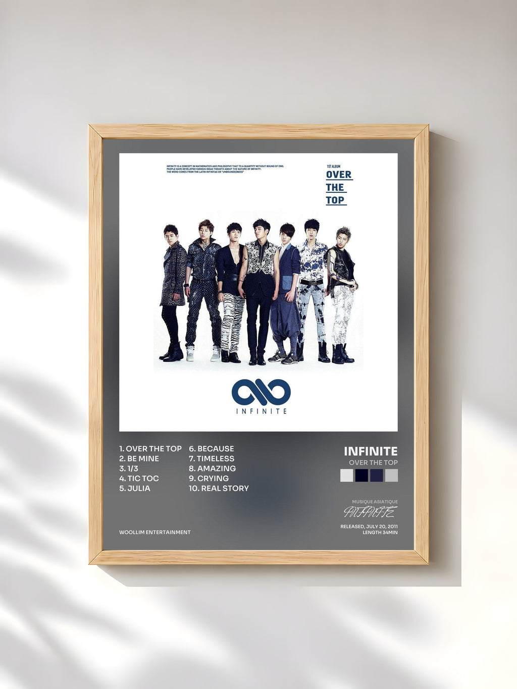 #bois Tableau de l'album Over The TOP de INFINITE, cadre en bois brut, imprimé et encadré en France