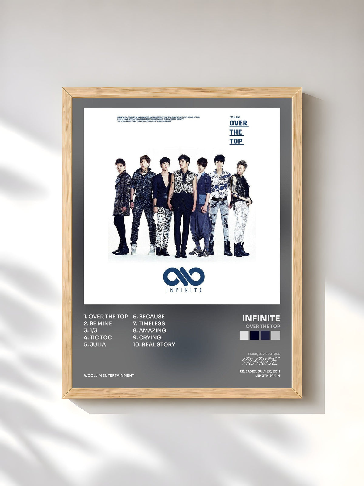 #bois Tableau de l'album Over The TOP de INFINITE, cadre en bois brut, imprimé et encadré en France