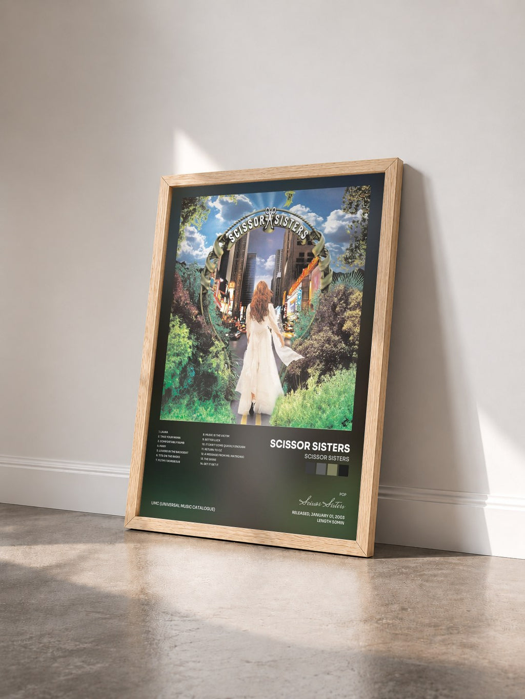 #bois Tableau de l'album Scissor Sisters de Scissor Sisters vu de trois quarts, cadre en bois brut
