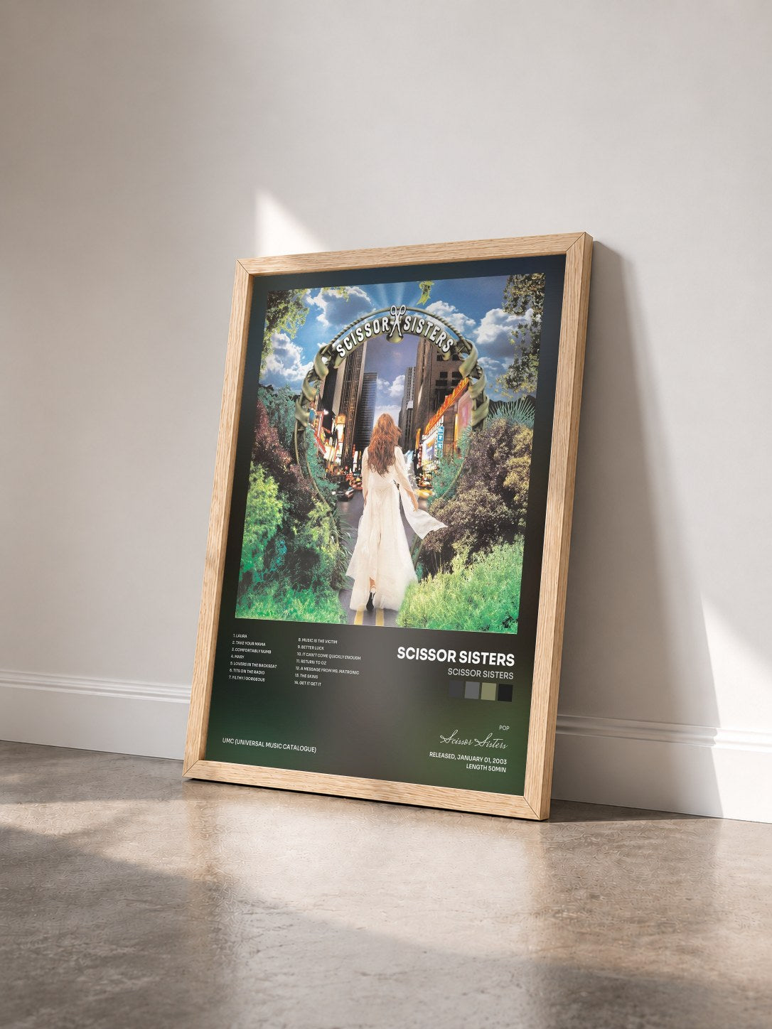#bois Tableau de l'album Scissor Sisters de Scissor Sisters vu de trois quarts, cadre en bois brut