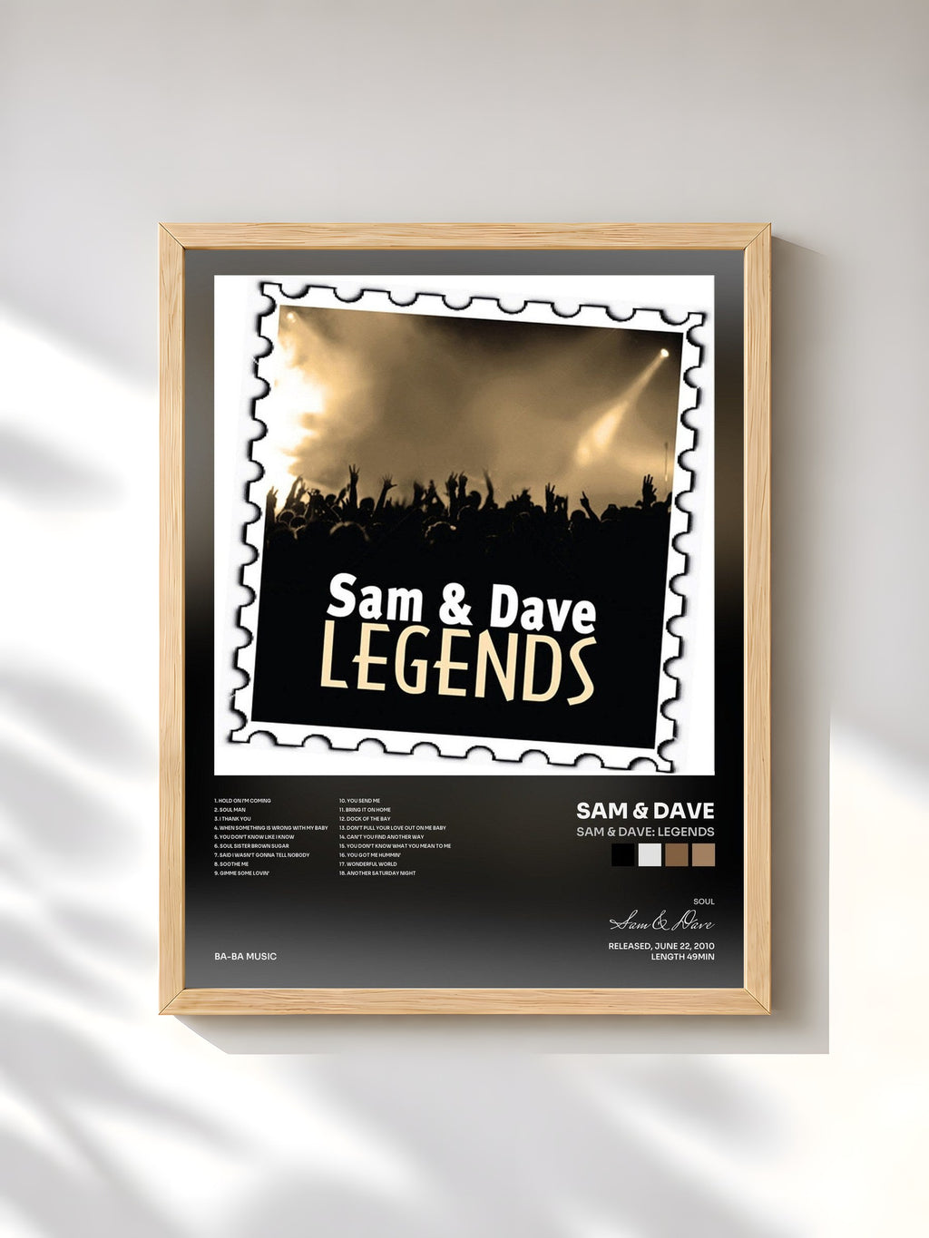 #bois Tableau de l'album Sam & Dave: Legends de Sam & Dave, cadre en bois brut, imprimé et encadré en France