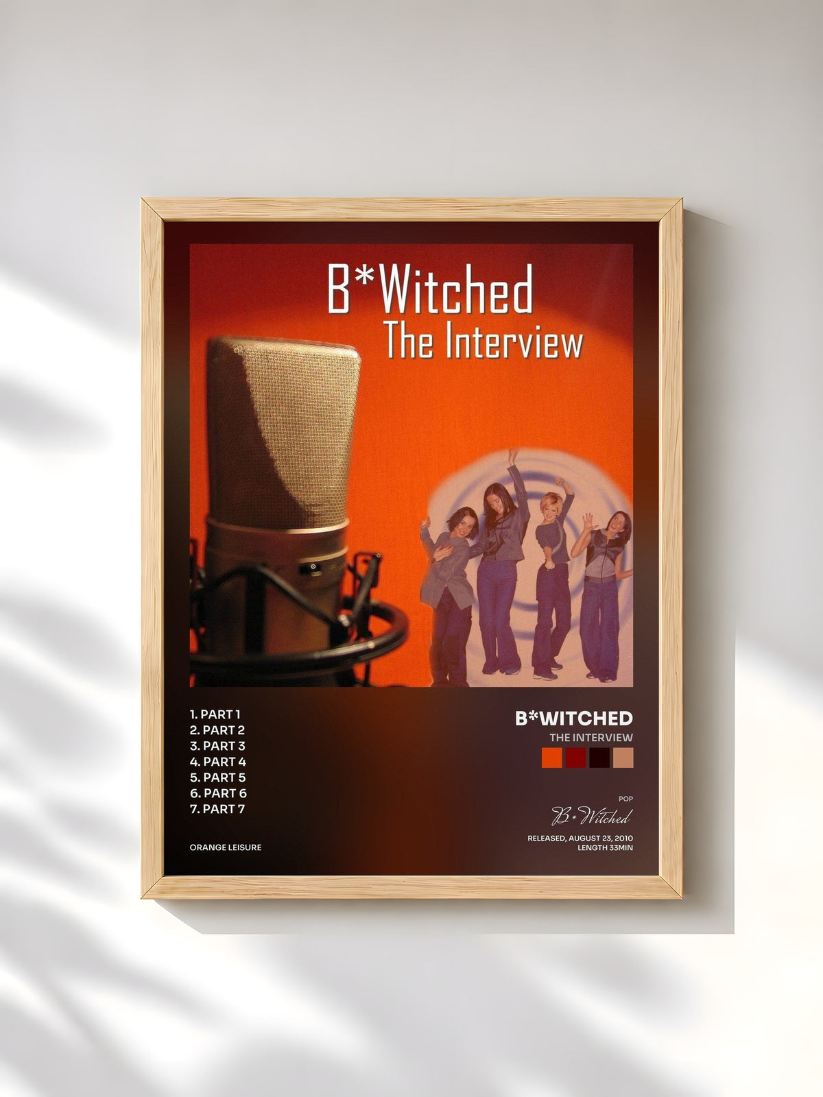#bois Tableau de l'album The Interview de B*Witched, cadre en bois brut, imprimé et encadré en France