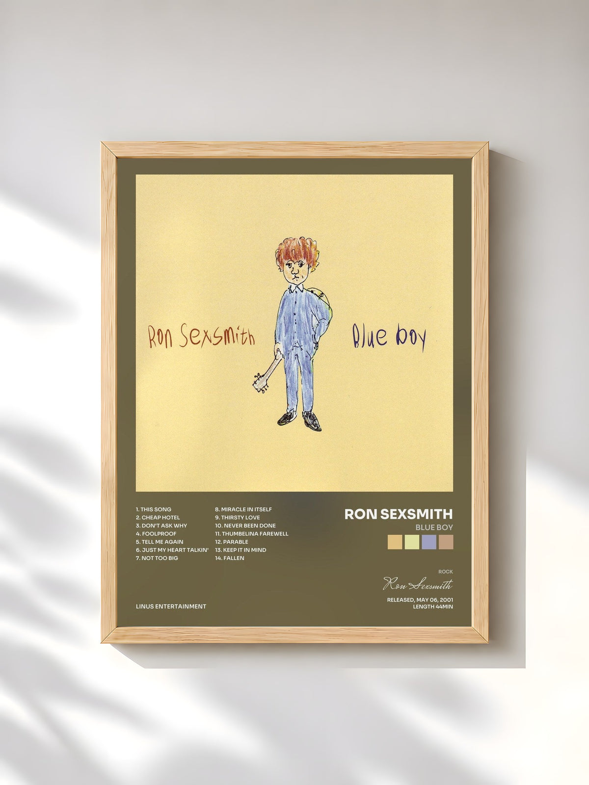 #bois Tableau de l'album Blue Boy de Ron Sexsmith, cadre en bois brut, imprimé et encadré en France