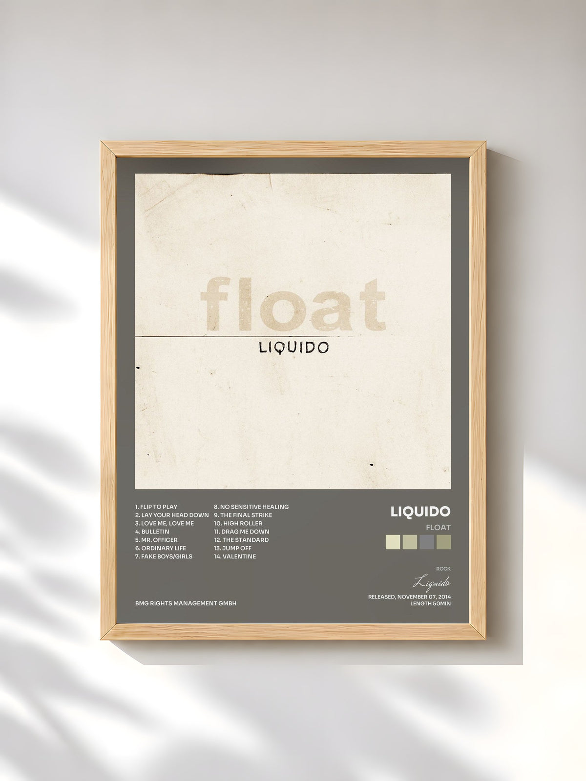 #bois Tableau de l'album Float de Liquido, cadre en bois brut, imprimé et encadré en France