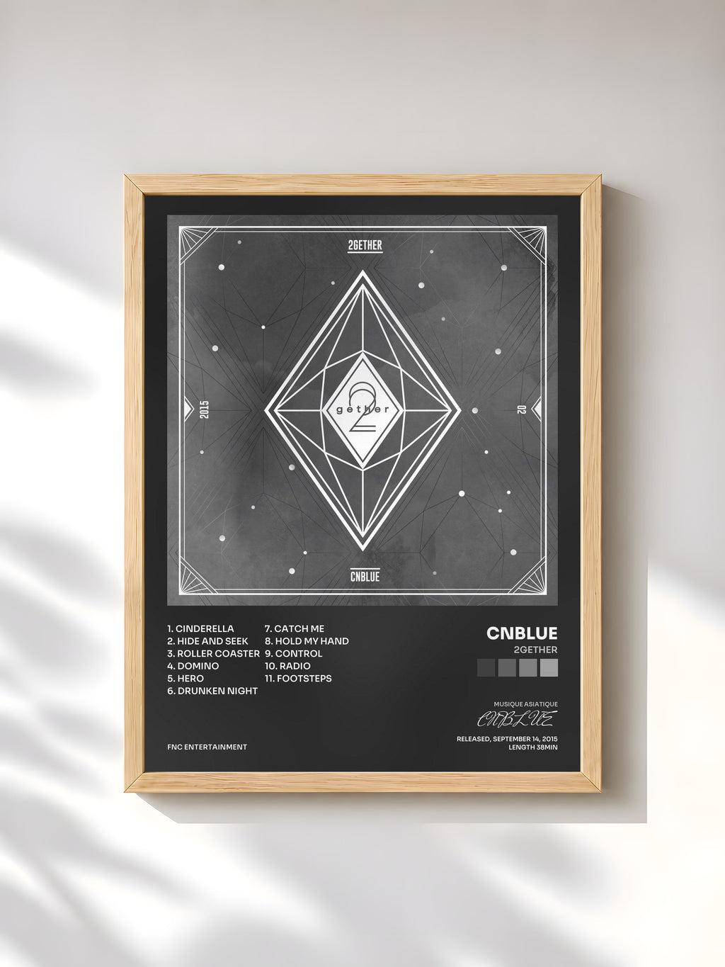 #bois Tableau de l'album 2gether de CNBLUE, cadre en bois brut, imprimé et encadré en France