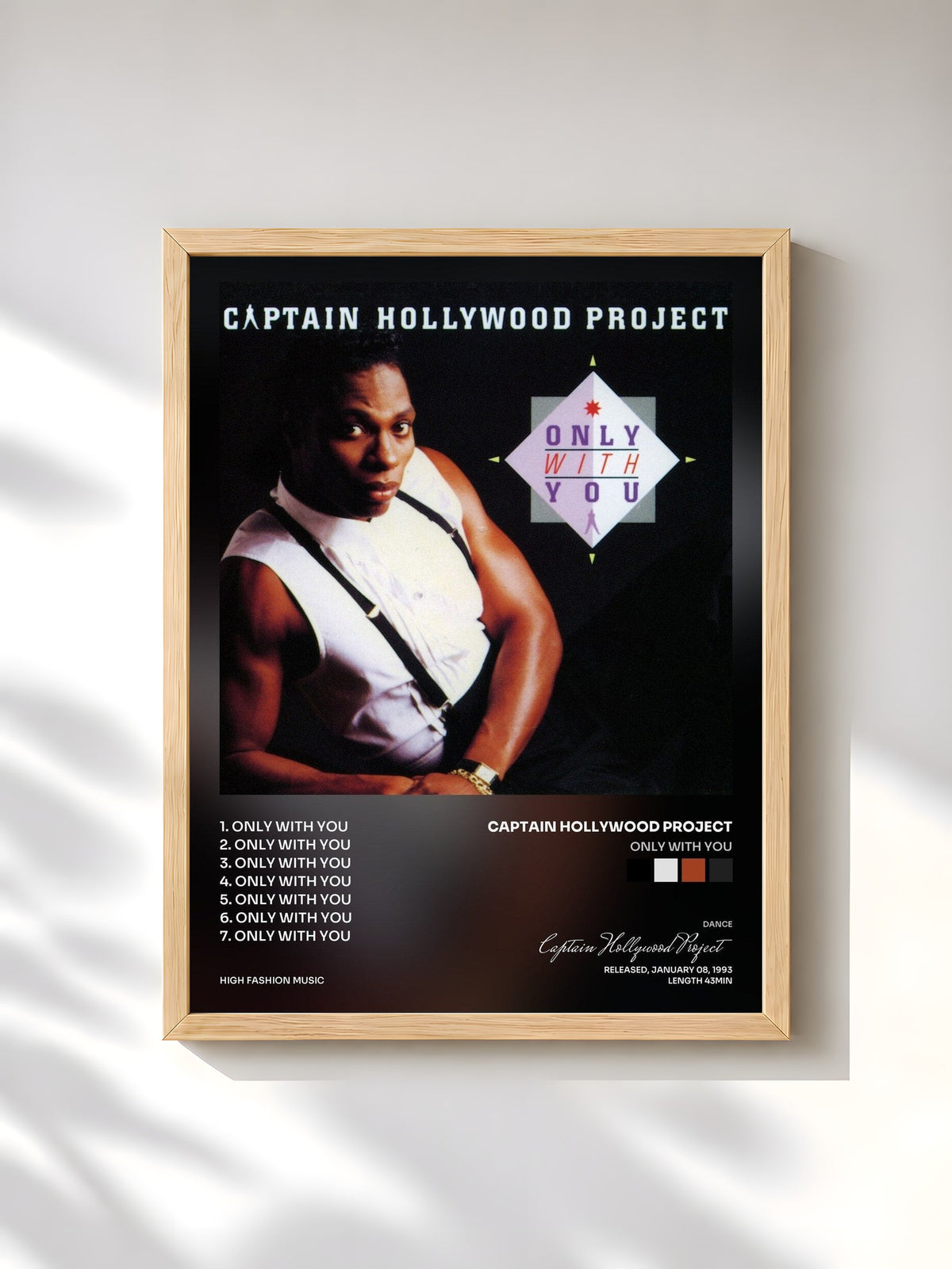 #bois Tableau de l'album Only With You de Captain Hollywood Project, cadre en bois brut, imprimé et encadré en France